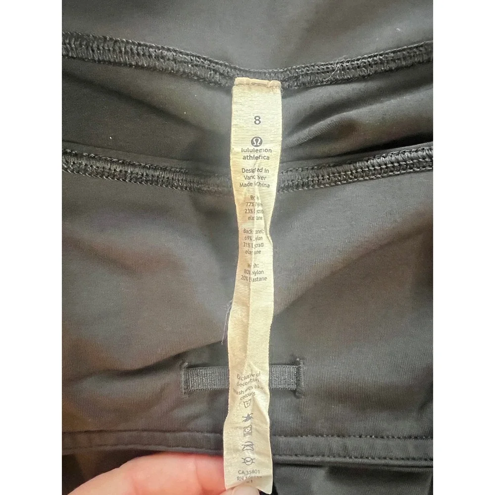 Lululemon Leggings Womens 8 Black Cropped Mesh Panel Athletic Workout‎ Gym